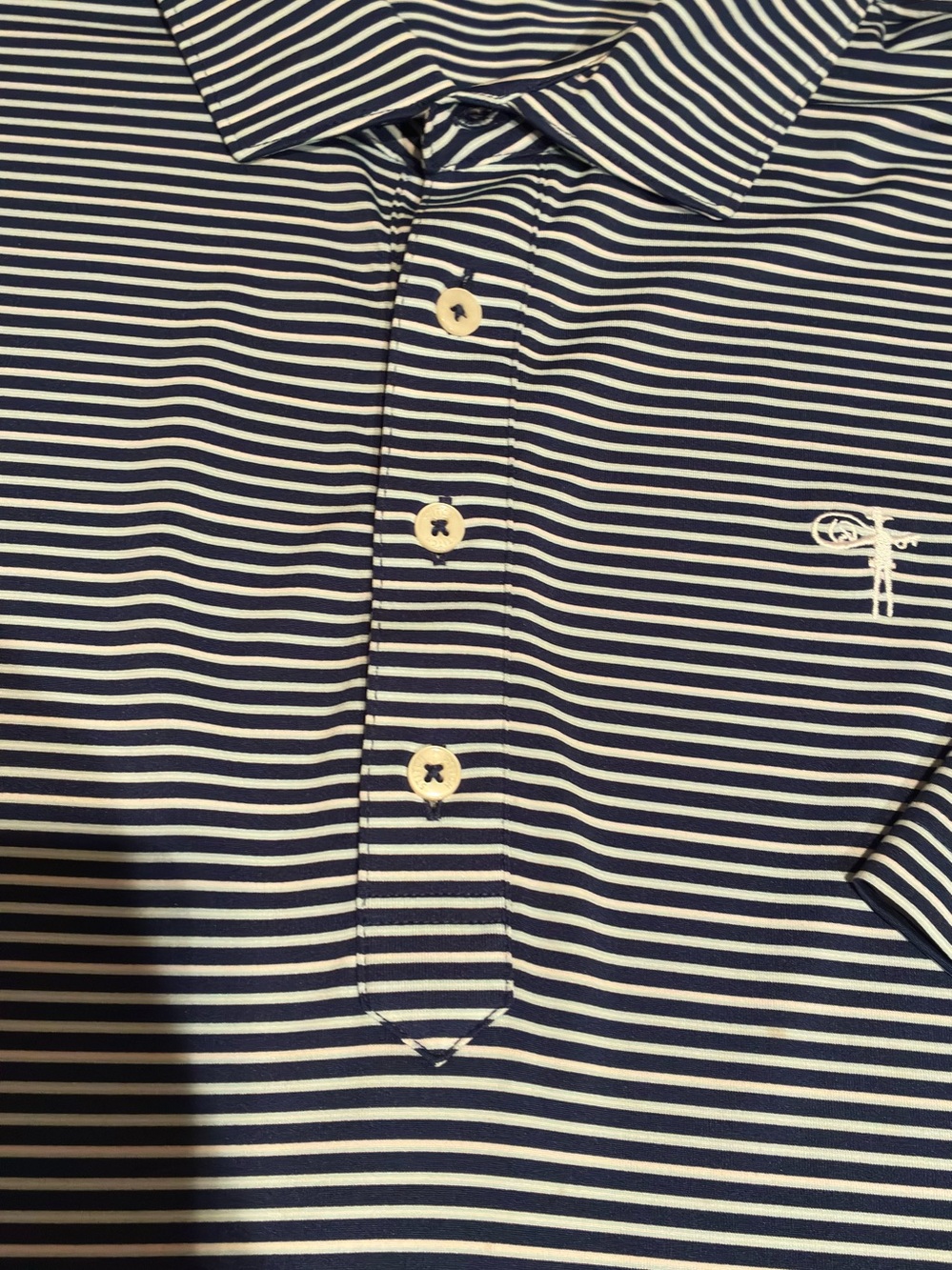 STITCH Striped Navy and White Polo with Logo